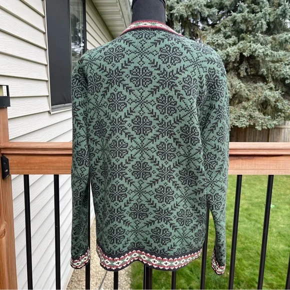 LL Bean Womens Vintage Fair Isle Cotton Nordic Cardigan Sweater Size Medium - Picture 14 of 14